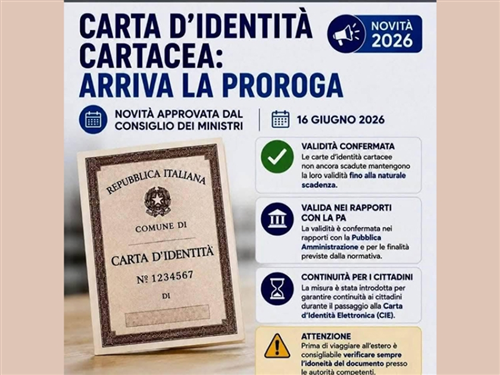 Carta d’identità cartacea: proroga fino alla naturale scadenza